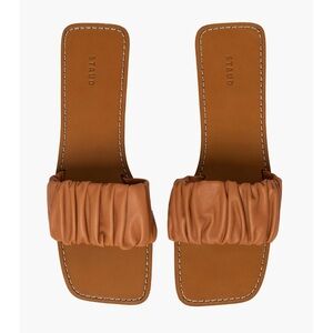 STAUD Brown Women's Ruched Slide Sandals